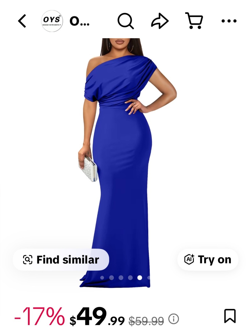 NWT Size Medium (8-10) OYS Royal Blue Off Shoulder Mermaid Dress